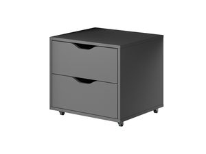 Miniaturka 4 - Czarny kontenerek na kółkach z dwoma szufladami, nowoczesny styl