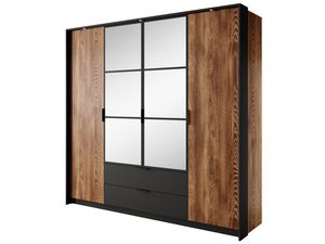 Miniaturka 3 - Szafa z lustrzanymi frontami i ciemnym wykończeniem, styl industrialny