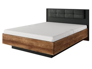 Miniaturka 15 - Nowoczesne łóżko z tapicerowanym wezgłowiem i drewnianym korpusem do stylowej sypialni