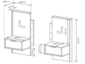 Miniaturka 23 - Techniczne wymiary szafki nocnej do łózka