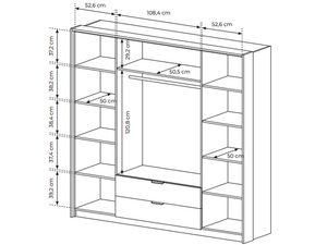 Miniaturka 8 - Szkic meblościanki z przeszklonymi drzwiami i dekoracyjnymi detalami do stylowego wnętrza