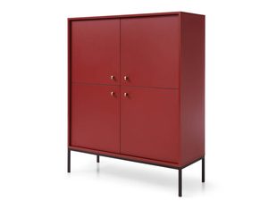 Miniaturka 12 - Komoda czerwona z prostym designem i cienkimi nogami metalowymi