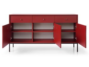 Miniaturka 9 - Komoda czerwona z otwartymi półkami i złotymi uchwytami