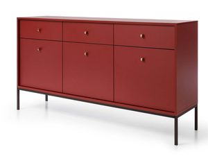 Miniaturka 7 - Komoda w odcieniu czerwonym z szufladami i czarnymi nóżkami