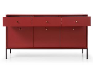 Miniaturka 8 - Komoda z frontami czerwonymi i otwartą półką w stylu modern