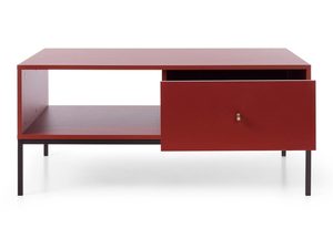 Miniaturka 6 - Czerwona szafka RTV z otwartą półką i metalową podstawą