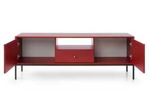 Miniaturka 15 - Szafka RTV czerwona z otwartymi półkami w nowoczesnym stylu