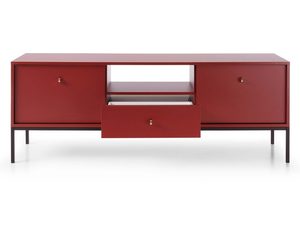 Miniaturka 14 - Czerwona szafka RTV z centralną wnęką i szufladą