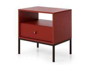 Miniaturka 9 - Czerwona szafka nocna z jedną szufladą i czarną podstawą