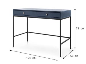 Miniaturka 16 - Nowoczesna toaletka granatowa z szufladami i czarną metalową ramą