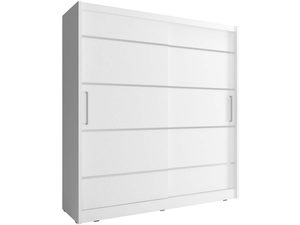 Miniaturka 1 - Biała szafa z przesuwnymi drzwiami i prostym designem