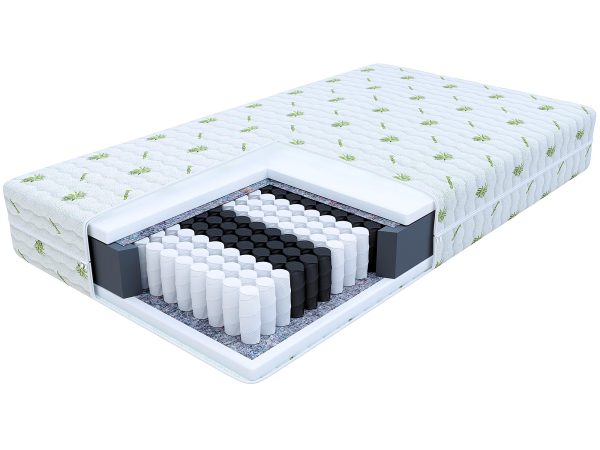 Materac z pokrowcem roślinnym i czarnymi sprężynami kieszeniowymi