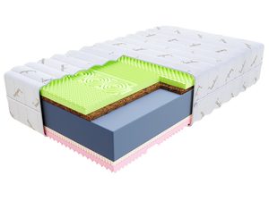 Miniaturka 4 - Materac piankowy z matą kokosową i białym pokrowcem bambusowym