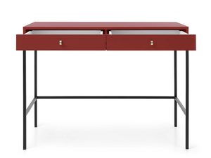 Miniaturka 11 - Czerwona toaletka z dwoma szufladami i czarną metalową ramą