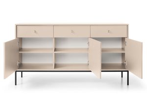 Miniaturka 3 - Otwarta beżowa komoda z półkami i szufladami w stylu nowoczesnym