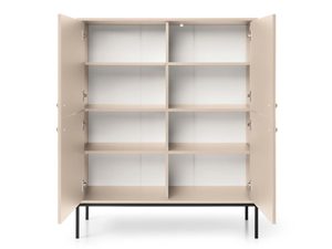 Miniaturka 2 - Otwarta komoda beżowa z półkami i czarną podstawą