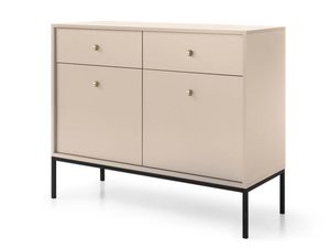 Miniaturka 1 - Komoda beżowa z szufladami i czarnym stelażem w nowoczesnym stylu