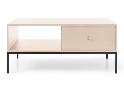 Szafka RTV beżowa z ryflowanym frontem i niską podstawą