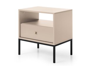 Miniaturka 1 - Beżowa szafka nocna z jedną szufladą i czarną ramą w stylu loft
