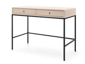 Miniaturka 1 - Stylowa beżowa toaletka z szufladami i cienką czarną ramą