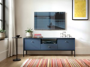 Miniaturka 10 - Granatowa szafka RTV z szufladą i i czarną ramą