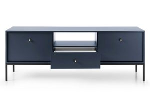 Miniaturka 7 - Granatowa szafka RTV z szufladą centralną i prostym blatem