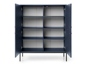 Miniaturka 9 - Granatowa szafa z otwartymi drzwiami i szerokimi półkami