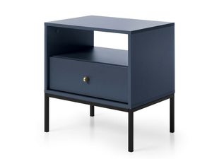 Miniaturka 5 - Ciemnoniebieska szafka nocna z półką i złotym uchwytem