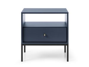 Miniaturka 6 - Granatowa szafka nocna z jedną szufladą i metalową ramą