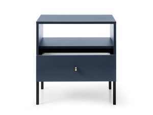 Miniaturka 4 - Nowoczesna granatowa szafka nocna z czarnym stelażem i szufladą