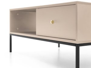 Miniaturka 12 - Detal złotego uchwytu meblowego na matowym froncie szuflady