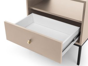 Miniaturka 13 - Detal wysuwanej szuflady z kolorze jasnobeżowym w szafce nocnej