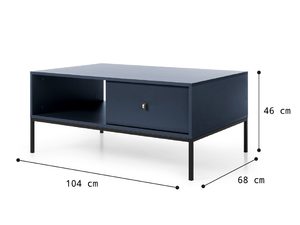 Miniaturka 15 - Granatowa szafka nocna z otwartą półką i metalowymi nogami-wymiary techniczne