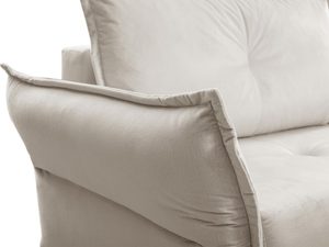 Miniaturka 6 - Detal oparcia beżowej sofy z poduszkami, styl nowoczesny