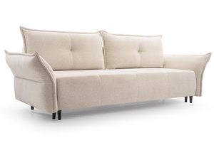 Miniaturka 2 - Beżowa sofa tapicerowana z funkcją spania w stylu nowoczesnym