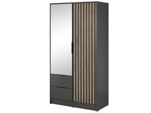 Miniaturka 4 - Nowoczesna szafa z drewnianymi panelami i lustrzanymi drzwiami