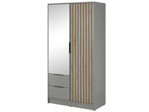 Miniaturka 7 - Nowoczesna szafa z lustrzanymi drzwiami i drewnianymi panelami
