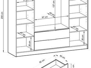 Miniaturka 10 - Rysunek techniczny szafy z półkami i szufladami, styl minimalistyczny