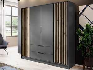 Miniaturka 6 - Szara szafa otwierana z drewnianymi panelami