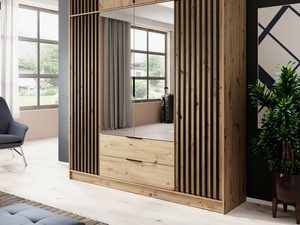 Miniaturka 5 - Przestronna szafa z drewnianymi panelami w stylu loftowym