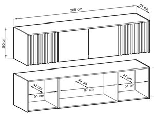 Miniaturka 8 - Rysunek techniczny nowoczesnej szafki RTV z drewnianymi panelami