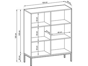 Miniaturka 20 - Rysunek techniczny szafy z półkami i wymiarami w stylu nowoczesnym