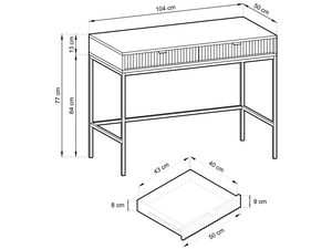 Miniaturka 19 - Rysunek techniczny toaletki z wymiarami i schematem nóg