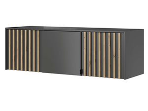 Miniaturka 3 - Nowoczesna szafka RTV z drewnianymi frontami i szarymi elementami