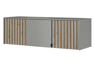 Miniaturka 2 - Nowoczesna szafka RTV z drewnianymi frontami i szarymi elementami