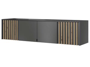 Miniaturka 2 - Szafka RTV z drewnianymi frontami i czarnymi panelami, styl industrialny