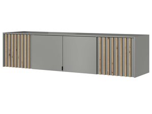 Miniaturka 3 - Nowoczesna szafka RTV z szarymi panelami i drewnianymi listwami