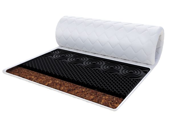 Materac nawierzchniowy z czarnej pianki i pikowanym pokrowcem