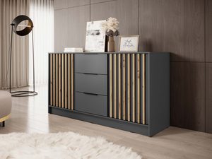 Miniaturka 4 - Komoda w stylu industrialnym z czarnymi frontami i drewnianymi listwami