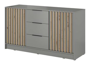 Miniaturka 5 - Nowoczesna komoda z szarymi frontami i drewnianymi panelami, styl loftowy do salonu